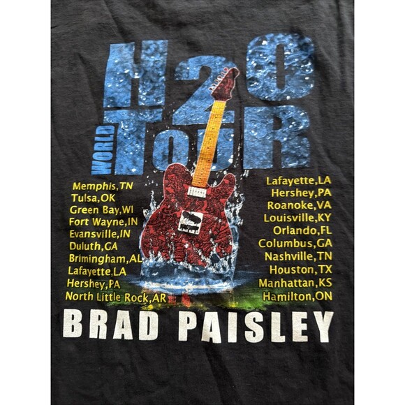 Brad Paisley T Shirt Mens 2XL Black H20 World Tour Lightning 2010 Country - Picture 7 of 7